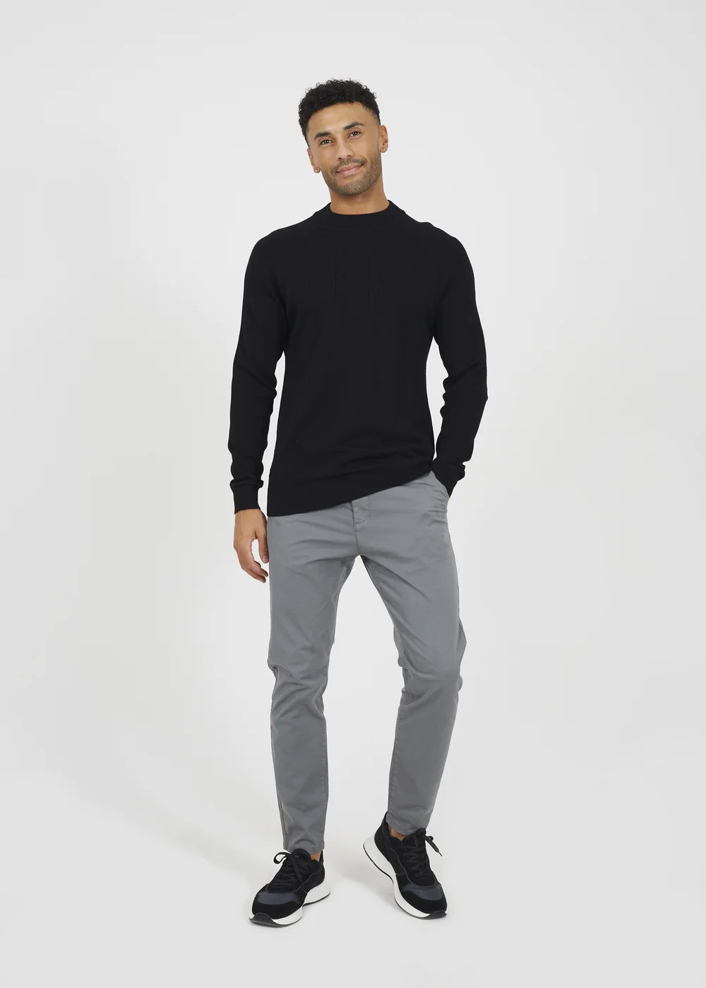 Brave Soul Black Long Sleeve Ribbed Raglan Jumper - L Image 4