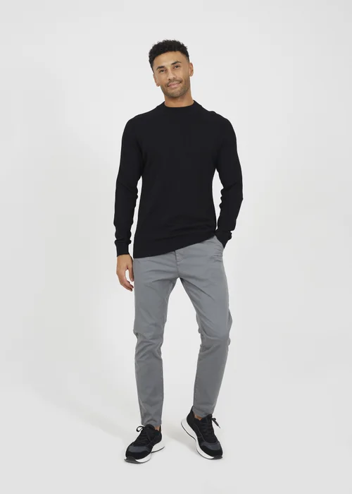 Brave Soul Black Long Sleeve Ribbed Raglan Jumper - L Image 4