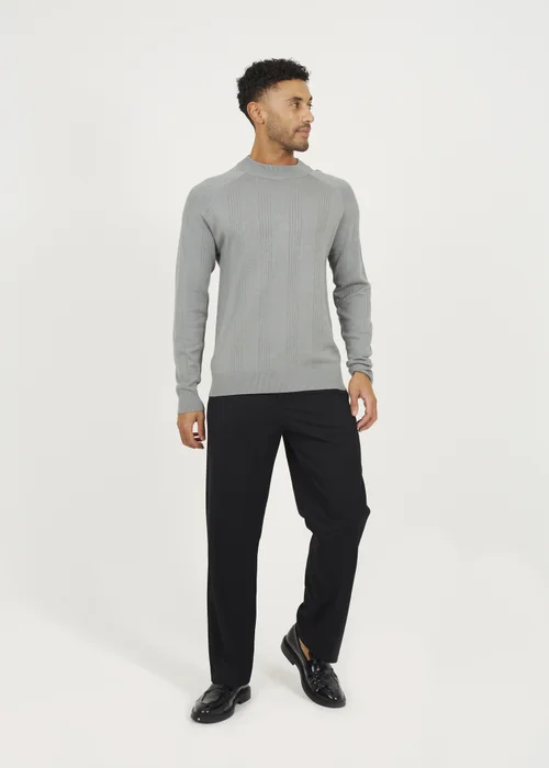 Brave Soul Grey Long Sleeve Ribbed Raglan Jumper - L Image 4