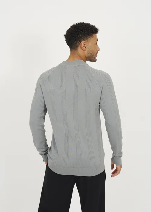 Brave Soul Grey Long Sleeve Ribbed Raglan Jumper - L Image 2