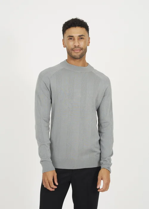Brave Soul Grey Long Sleeve Ribbed Raglan Jumper - L Image 1