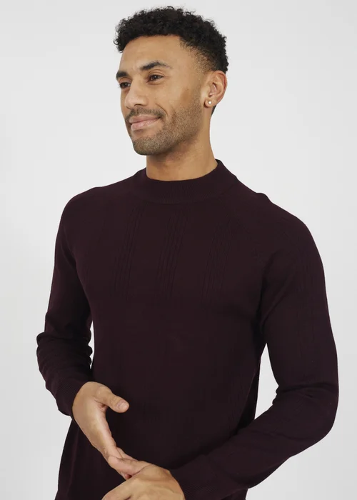 Brave Soul Burgundy Long Sleeve Ribbed Raglan Jumper - 2XL Image 3