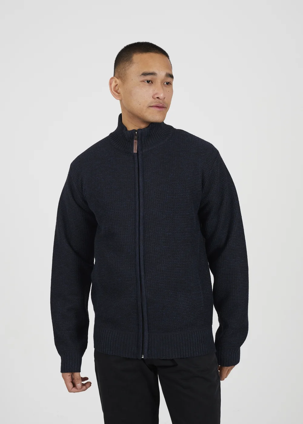 Brave Soul Navy Funnel Neck Jumper with Fleece Lining - XL Image 1