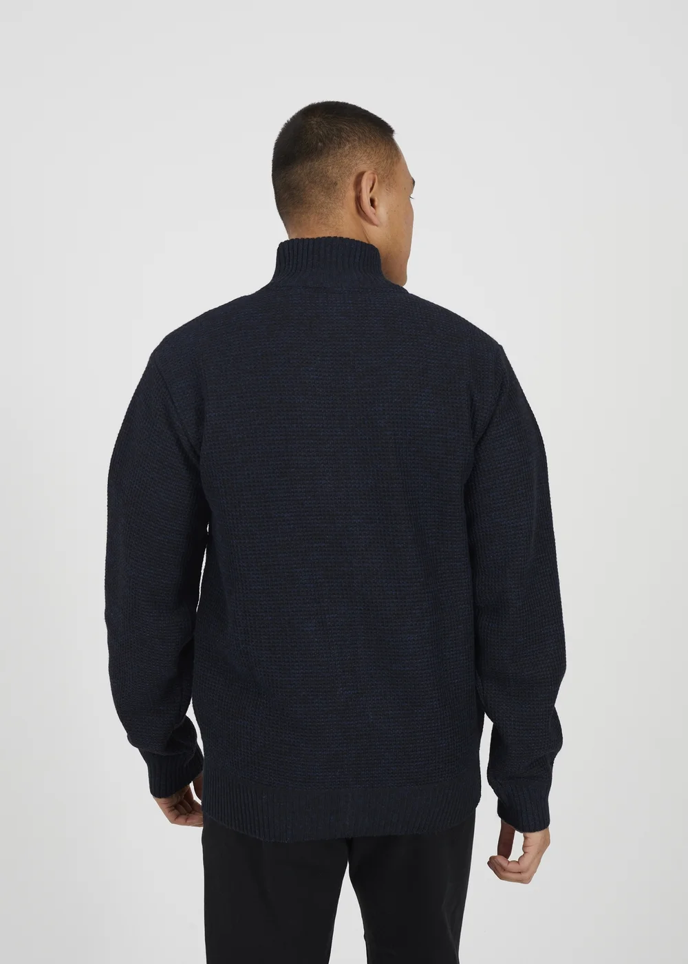 Brave Soul Navy Funnel Neck Jumper with Fleece Lining - XL Image 2