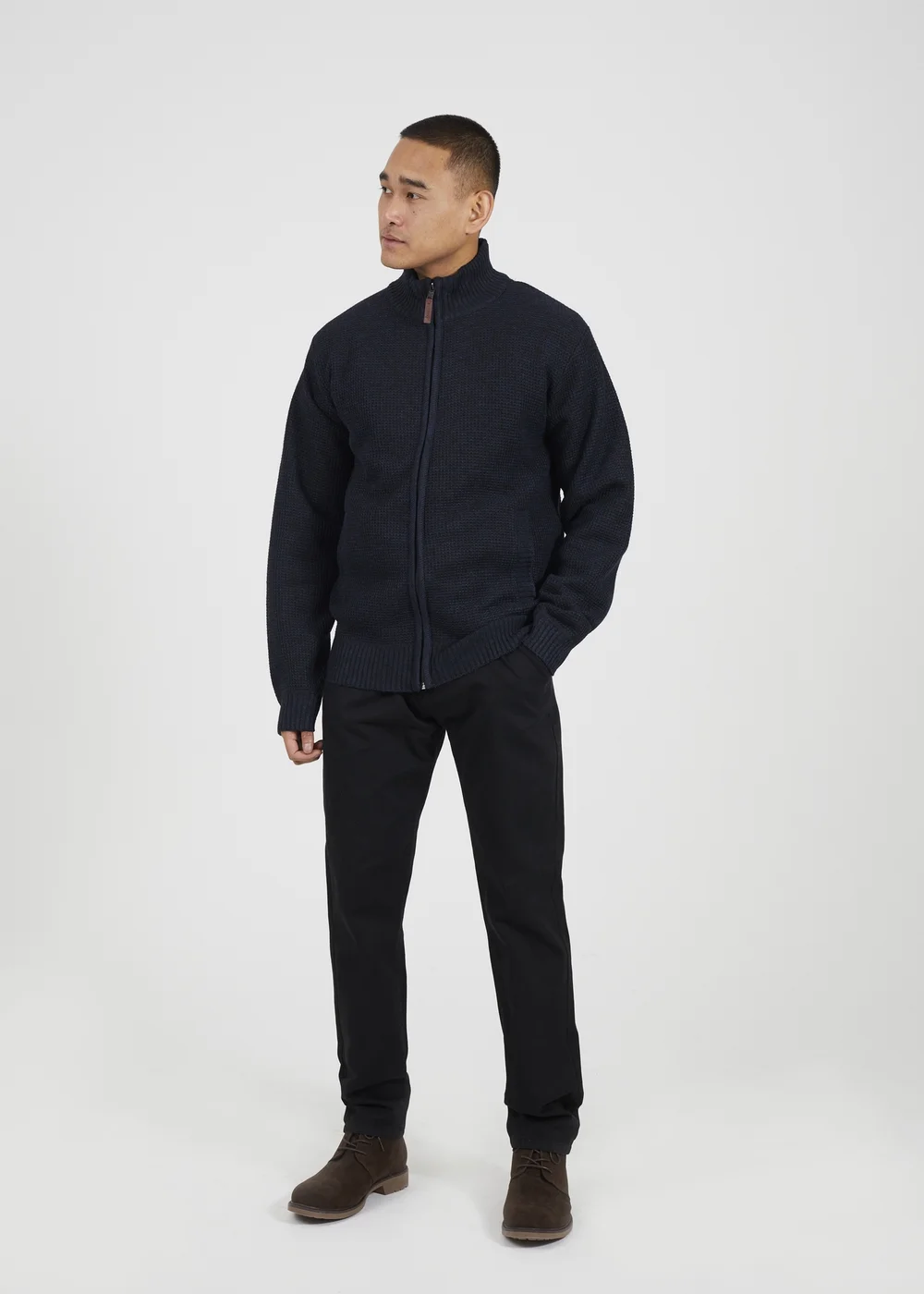 Brave Soul Navy Funnel Neck Jumper with Fleece Lining - XL Image 4