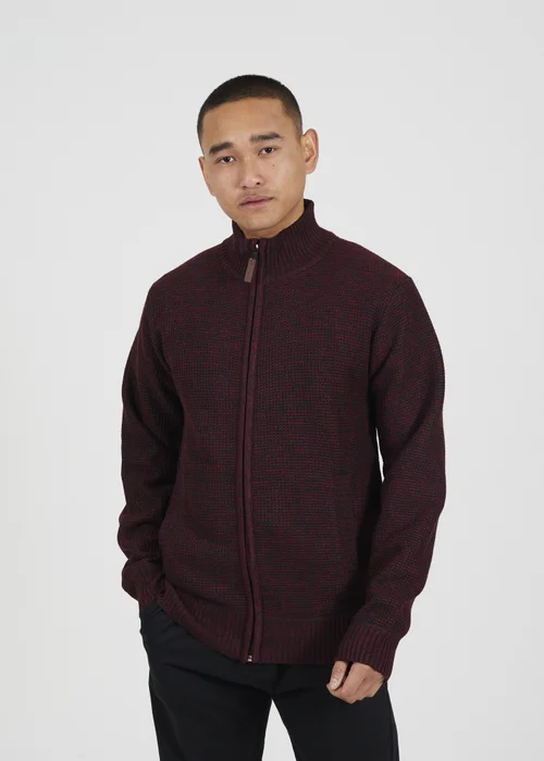 Brave Soul Burgundy Funnel Neck Jumper with Fleece Lining - 3XL Image 1