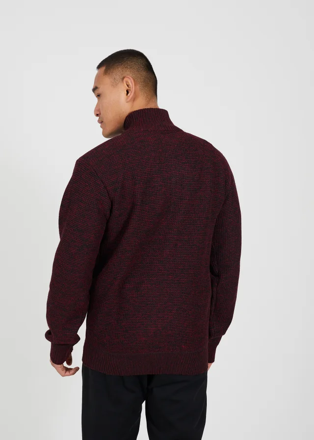 Brave Soul Burgundy Funnel Neck Jumper with Fleece Lining