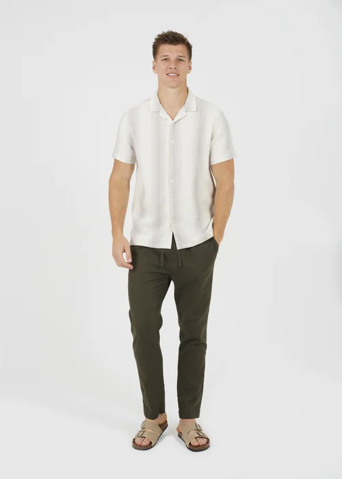 Brave Soul Khaki Relaxed Fit Linen Blend Trousers - 30/L32 Image 4