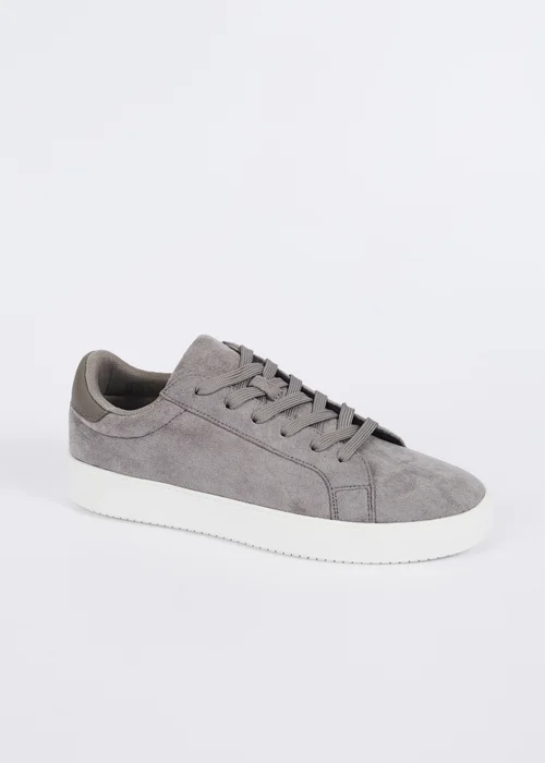 Brave Soul Grey Faux Suede Trainers with Contrast Sole - 7 Image 1