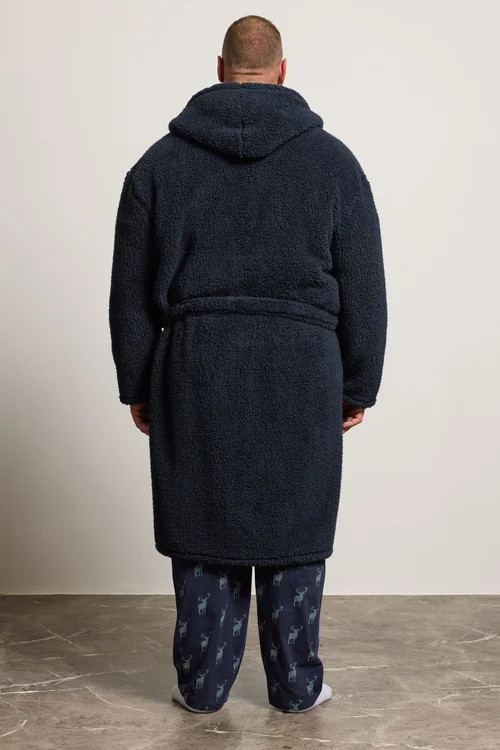 BadRhino Navy Blue Borg Dressing Gown - 4XL Image 3