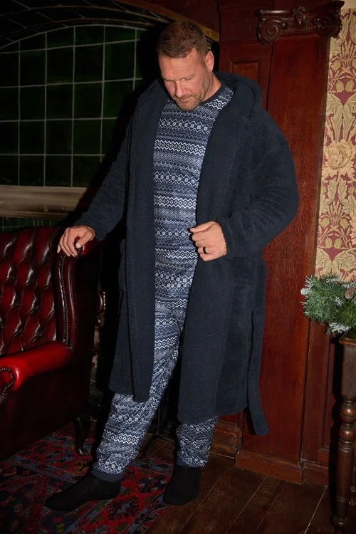 BadRhino Navy Blue Borg Dressing Gown - 4XL Image 1