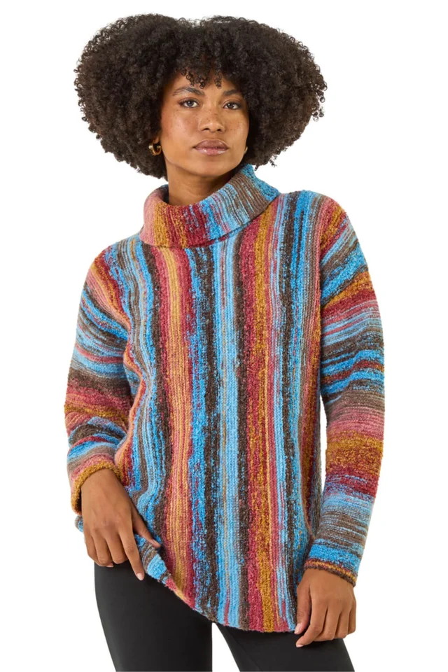 Roman Rust Space Dye Roll Neck Knit Jumper