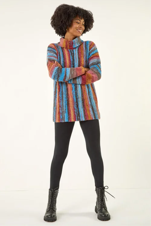 Roman Rust Space Dye Roll Neck Knit Jumper - 10 Image 2