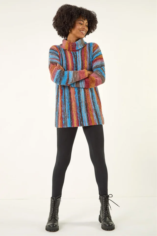 Roman Rust Space Dye Roll Neck Knit Jumper