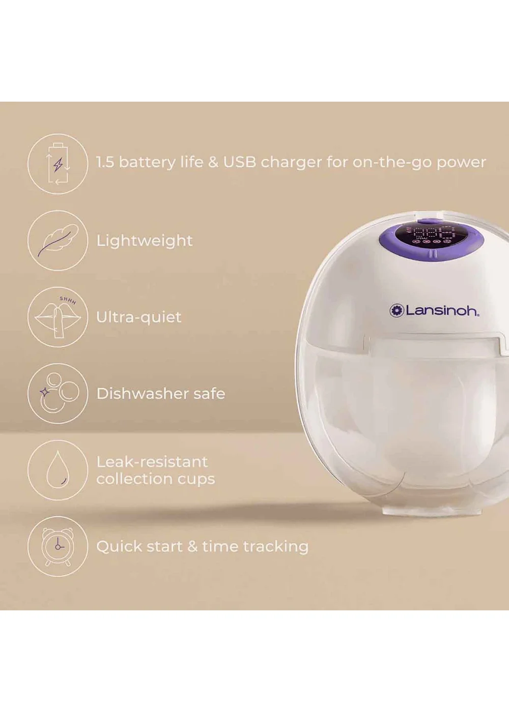 Lansinoh Clear Wearable Double Breast Pump - One Size Image 3