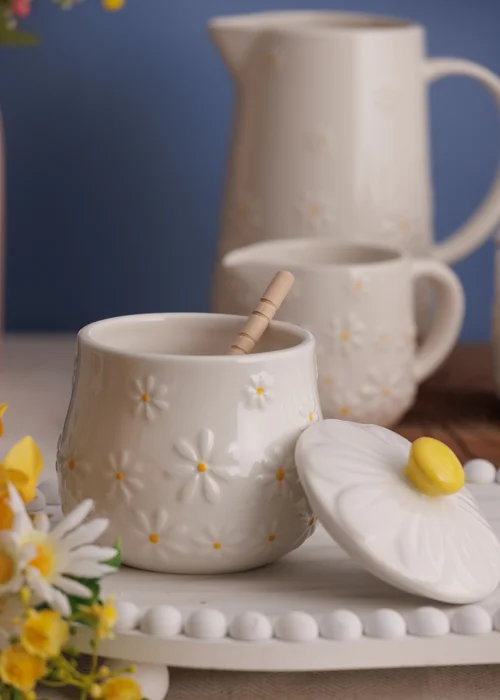 Price & Kensington Cream Daisy Honey Pot & Drizzler - One Size Image 3