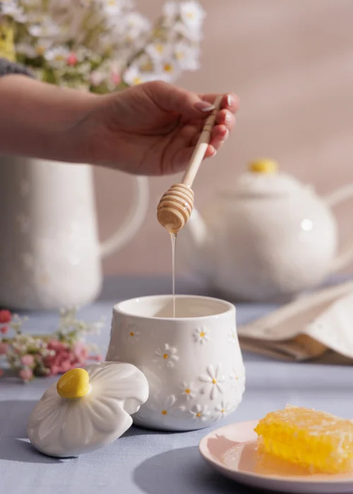 Price & Kensington Cream Daisy Honey Pot & Drizzler - One Size Image 4