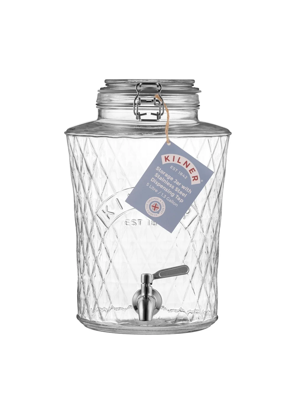 Kilner Clip Top Diamond Drinks Dispenser 5L - One Size Image 2
