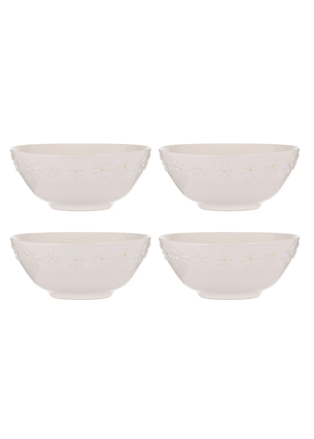 Price & Kensington Cream Daisy Set of 4 Cereal Bowls 16.5cm - One Size Image 1