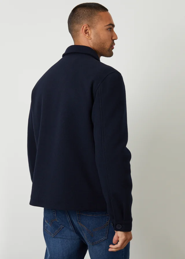 Threadbare Navy Faux Wool Button Up Quilted Shacket