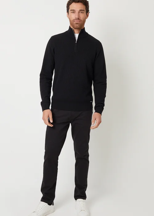 Threadbare Black Mini Cable Knit Quarter Zip Jumper - XL Image 3