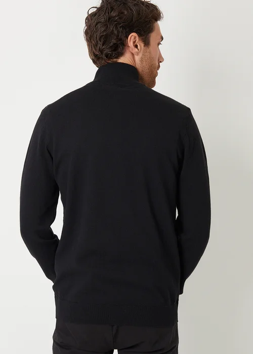 Threadbare Black Mini Cable Knit Quarter Zip Jumper - XL Image 2