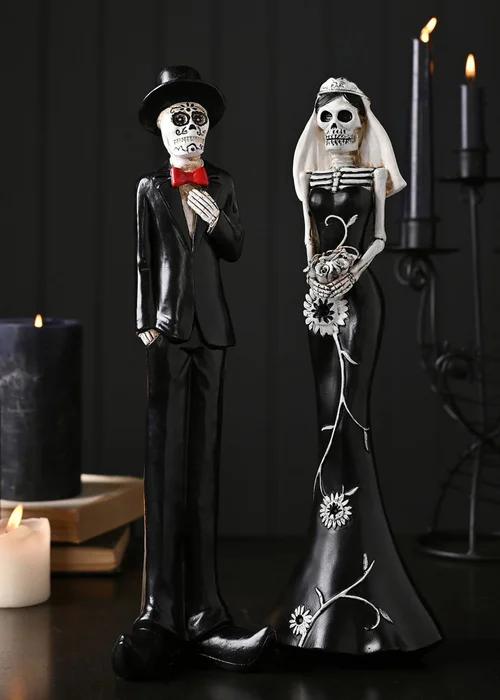Hocus Pocus Black & White Skeleton Bride Figurine - One Size Image 4