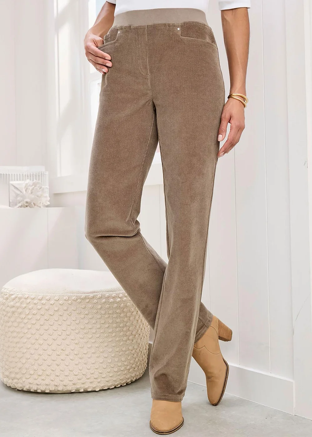 Cotton Traders Dark Chestnut Premium Pull On Cord Trousers - 12/L29 Image 2