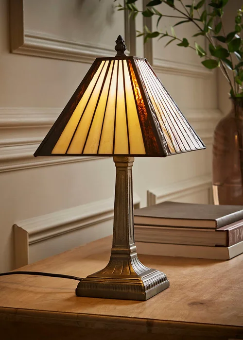 ValueLights Tiffany Stained Glass Antique Brass Table Lamp - One Size Image 1