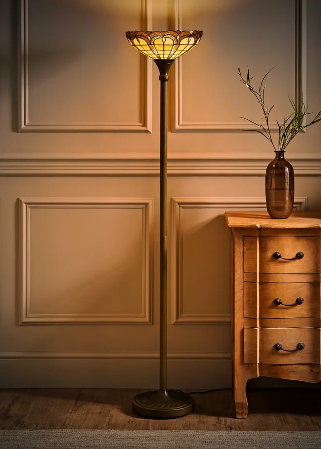ValueLights Tiffany Jewel Stained Glass Uplighter Floor Lamp