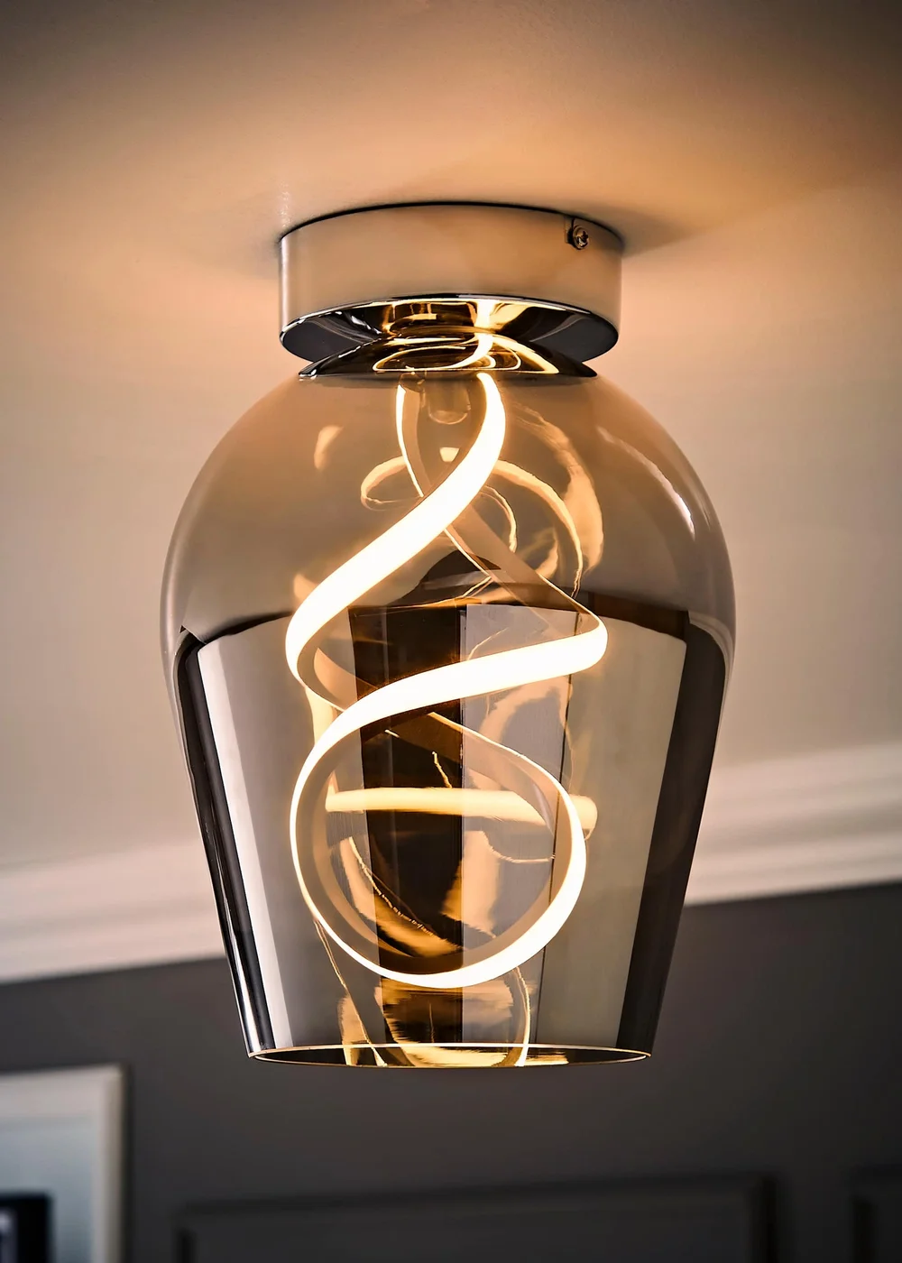 ValueLights Helix Smoked Glass Integrated LED Ceiling Light - One Size Image 2