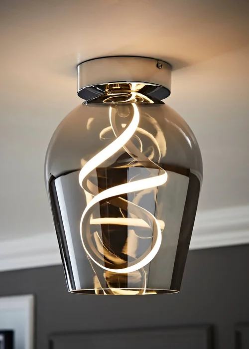ValueLights Helix Smoked Glass Integrated LED Ceiling Light - One Size Image 1