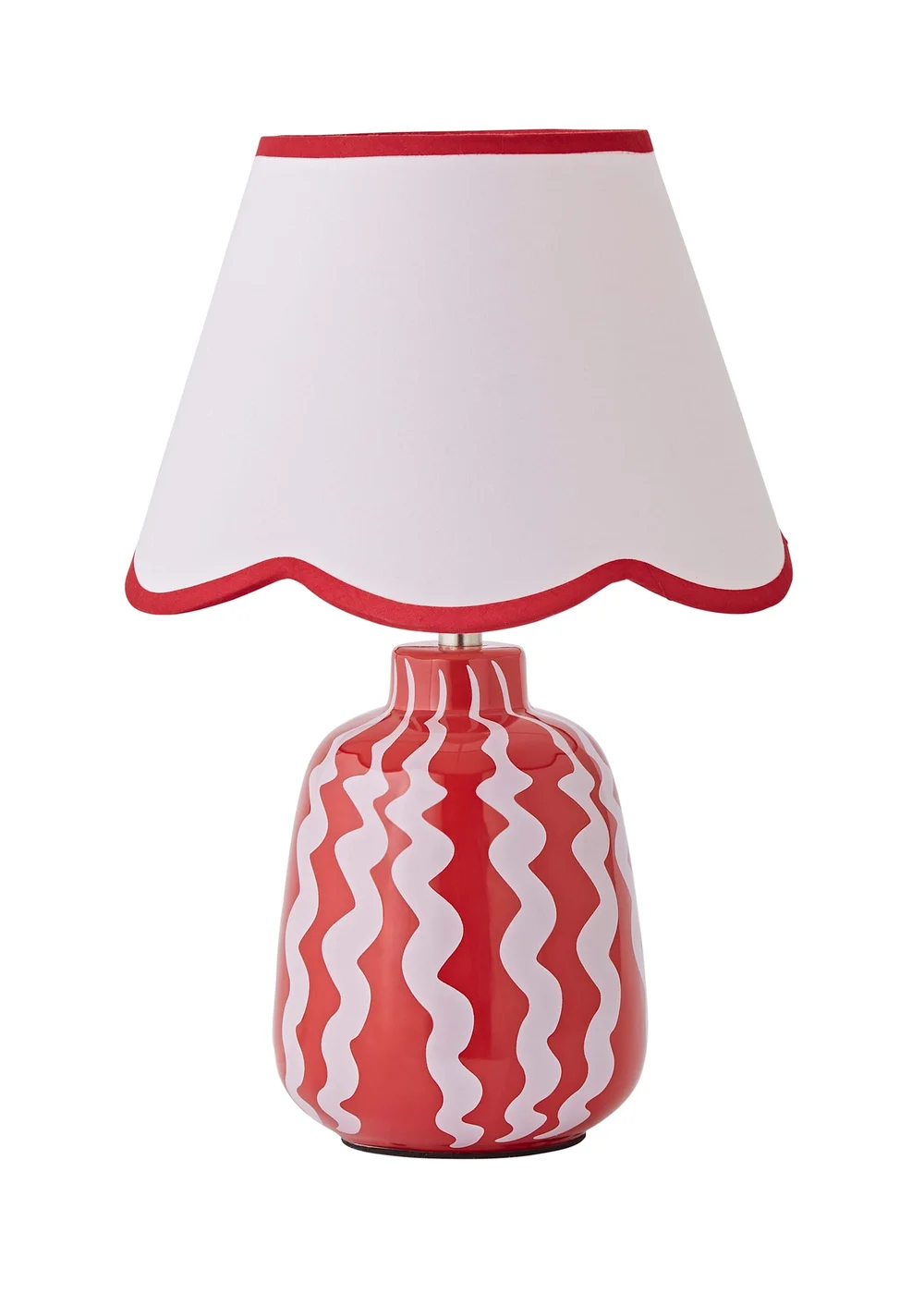 ValueLights Katy Pink & Red Wiggle Stripe Table Lamp with Scallop Shade - One Size Image 5