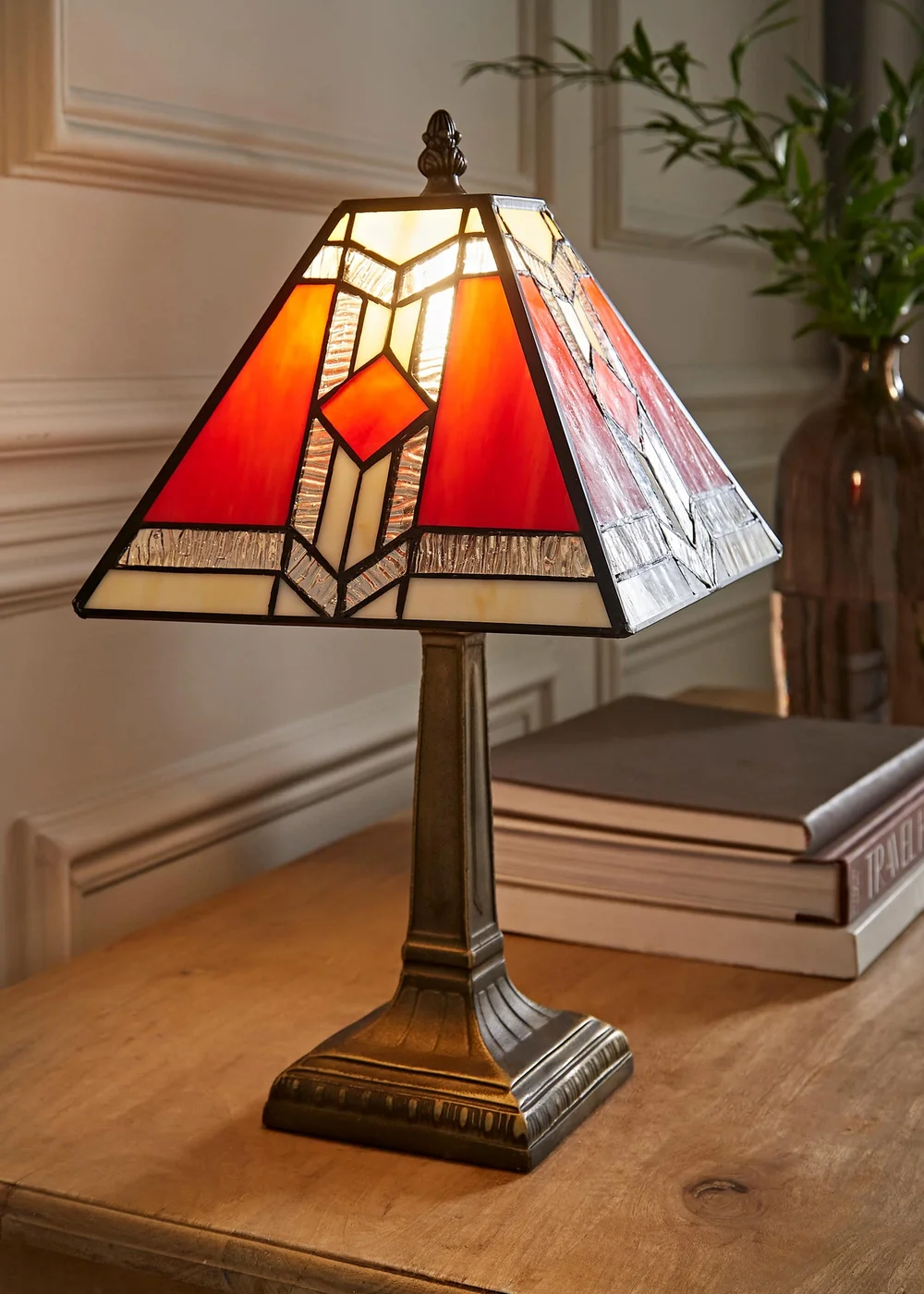 ValueLights Tiffany Aztec Stained Glass Table Lamp - One Size Image 1