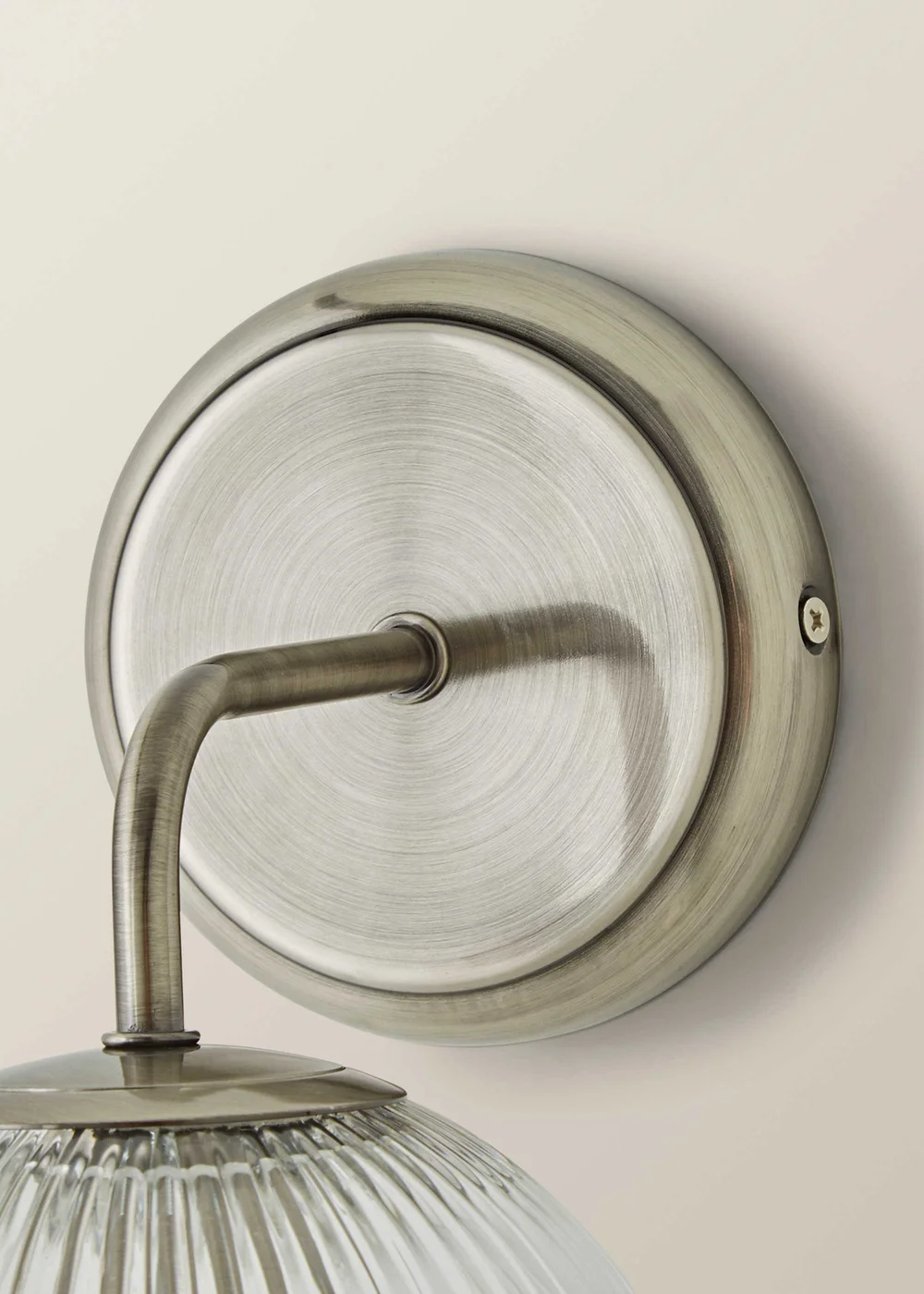 ValueLights Kempton Brushed Chrome Wall Light Ribbed Globe Shade - One Size Image 6