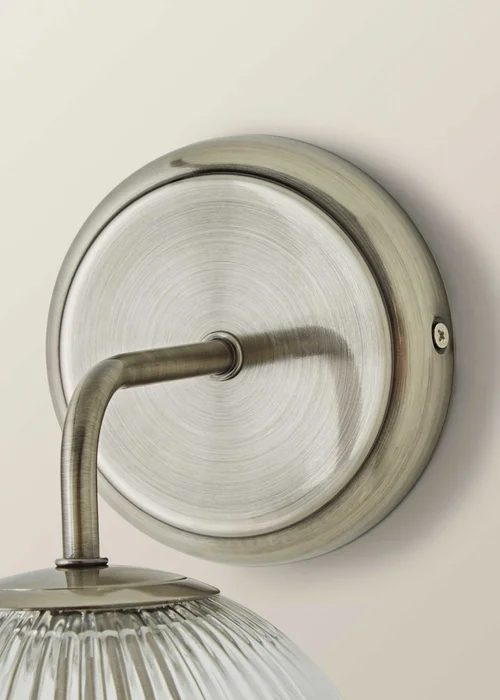 ValueLights Kempton Brushed Chrome Wall Light Ribbed Globe Shade - One Size Image 6