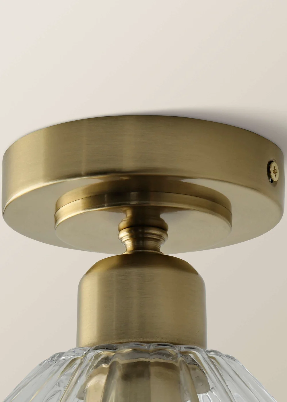 ValueLights Cheltenham Gold Flush Ceiling Light Ribbed Shade - One Size Image 6