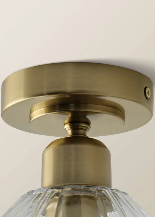 ValueLights Cheltenham Gold Flush Ceiling Light Ribbed Shade - One Size Image 6