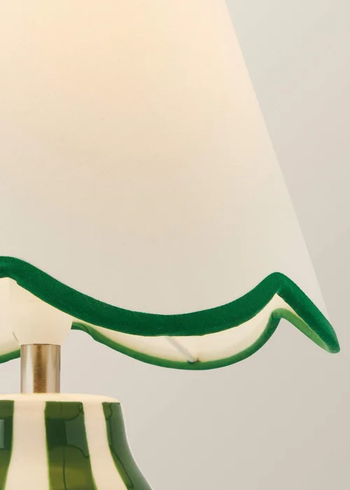 ValueLights Everie Green Stripe Table Lamp with Scallop Shade - One Size Image 4