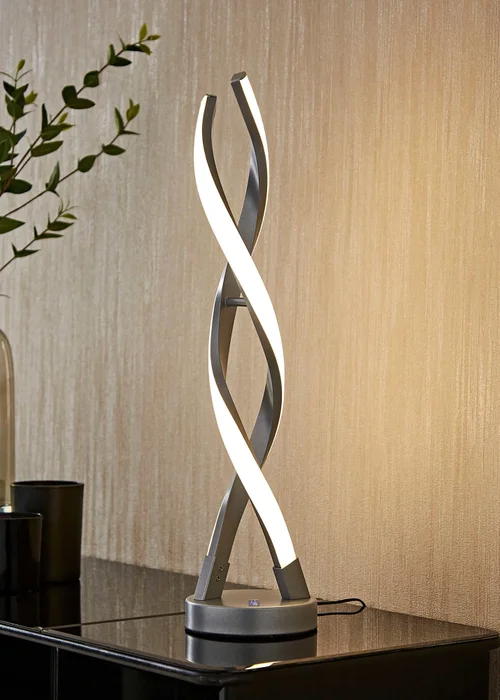 ValueLights Silver Infinity Double Twist Integrated LED Table Lamp - One Size Image 1
