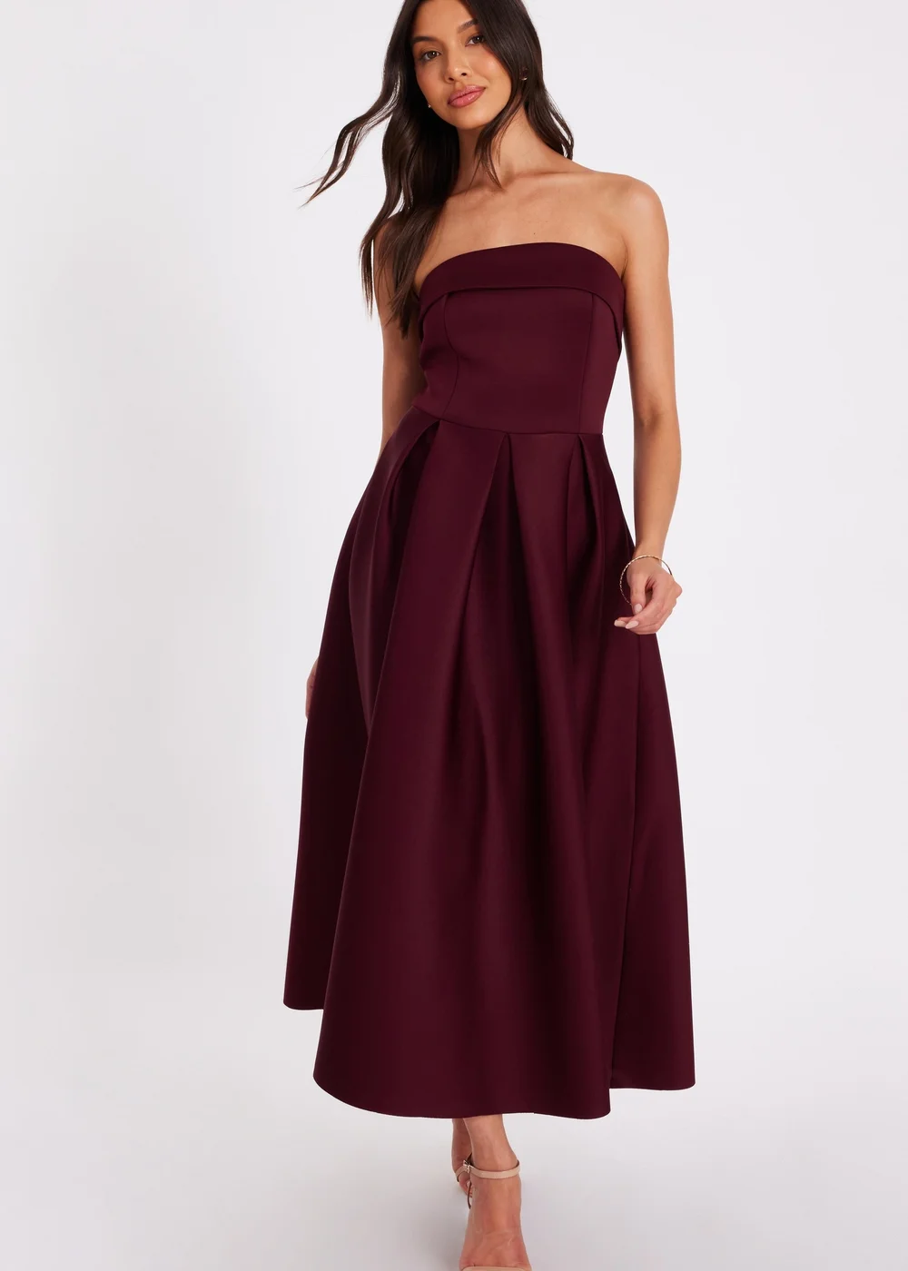 Quiz Burgundy Bandeau Skater Dress - 18 Quiz Burgundy Bandeau Skater Dress - 18