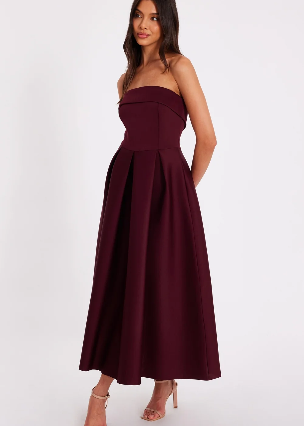 bandeau skater maxi dress boohoo Women's Bandeau Skater Midaxi Dress