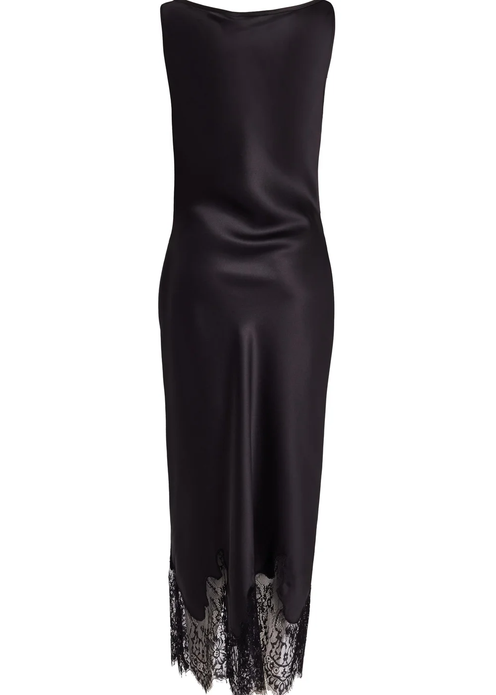 Quiz Black Satin Lace Trim Midaxi Dress - 16 | Matalan Quiz Black Satin Lace Trim Midaxi Dress - 16 | Matalan