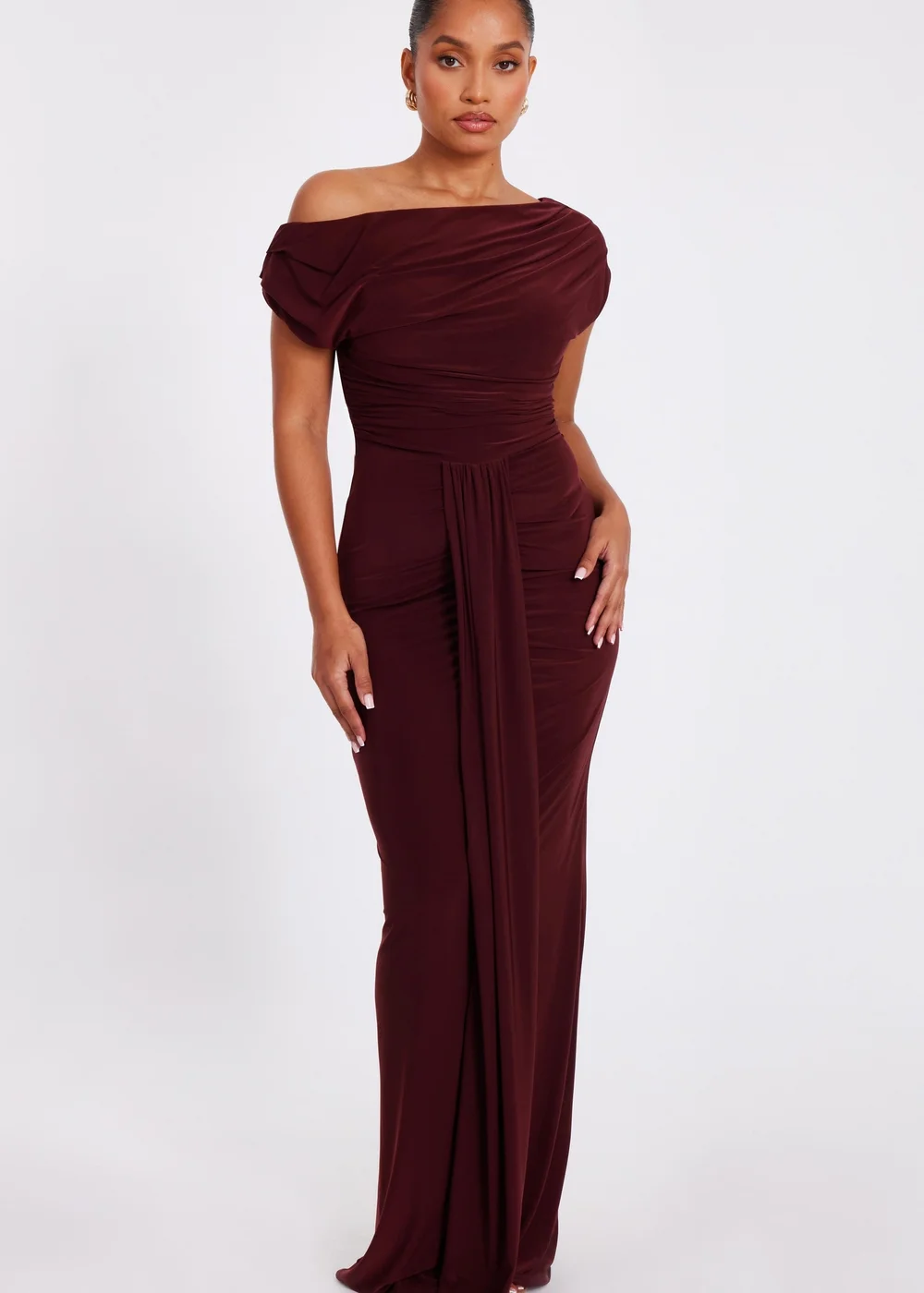 Quiz Burgundy Petite Off Shoulder Maxi Dress - 6 | Matalan Quiz Burgundy Petite Off Shoulder Maxi Dress - 6 | Matalan