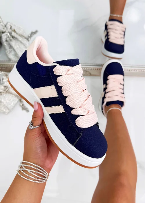 Love Lemonade Navy Crystal Stripe Trainers Limited Edition - 3 Image 3