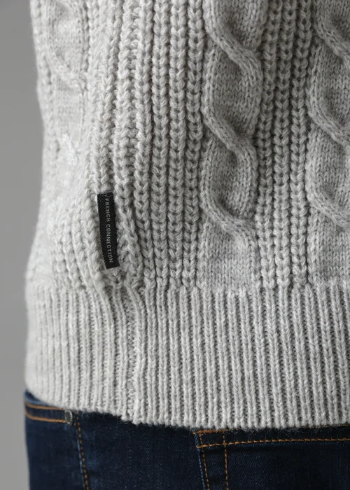 French Connection Ecru Cable Knit Crew Neck Jumper - S Image 4