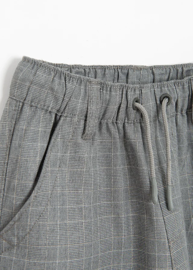 Cool Club Grey Relaxed Straight-Leg Striped Trousers With Drawstring Waist (2-8 yrs)