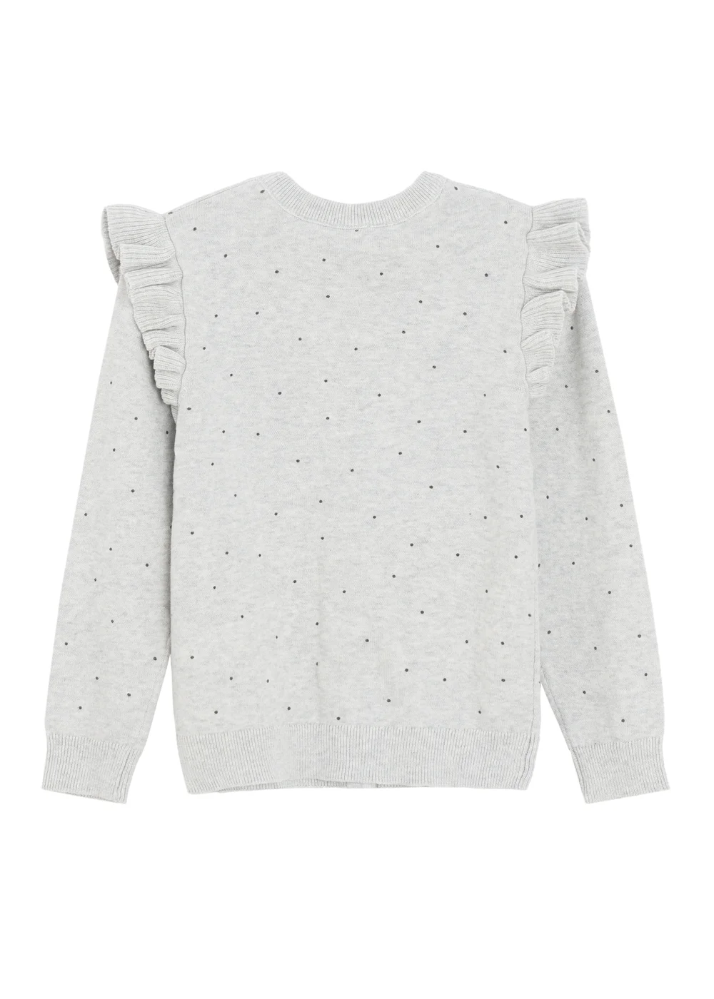 Cool Club Grey Button-Up Polka Dot Ruffle Shoulder Cardigan (3-8 yrs) - 3 Yrs Image 2