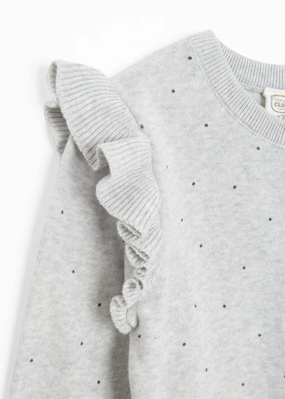 Cool Club Grey Button-Up Polka Dot Ruffle Shoulder Cardigan (3-8 yrs) - 3 Yrs Image 3