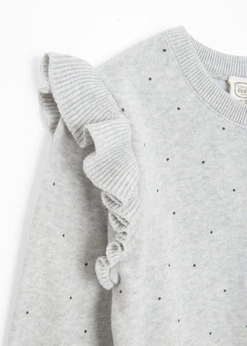 Cool Club Grey Button-Up Polka Dot Ruffle Shoulder Cardigan (3-8 yrs) - 3 Yrs Image 3